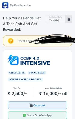 ccbp nxtwave invite code is "THHPFG". Upto ₹16000 Off 6 ccbp nxtwave Refer & Earn